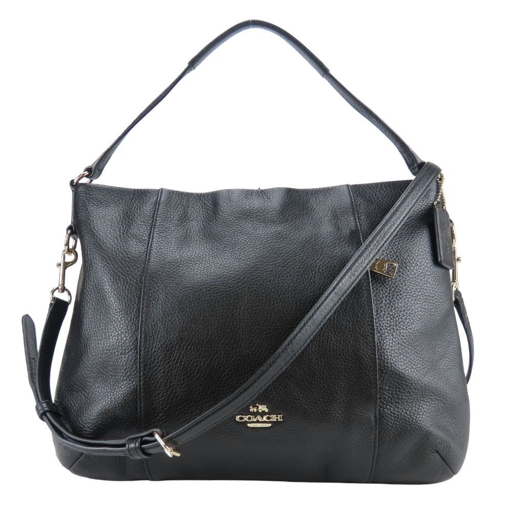【中古】 コーチ ショルダーバッグ F35809 レザー ブラック 2WAY 斜め掛け シンプル 普段使い レディース 女性 COACH