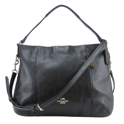 【中古】 コーチ ショルダーバッグ F35809 レザー ブラック 2WAY 斜め掛け シンプル 普段使い レディース 女性 COACH