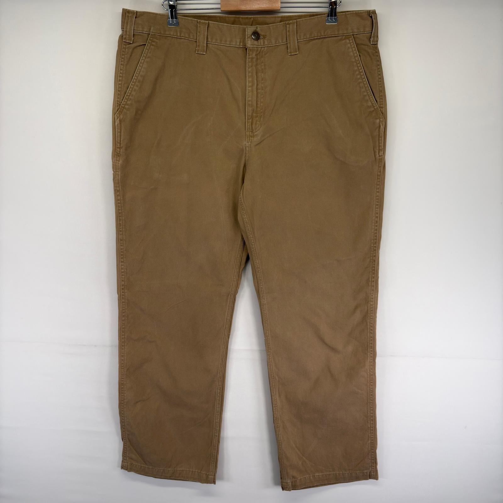 古着 カーハート Carhartt パンツ ワーク ワンポイント ジッパーフライ ツールポケット 長ズボン 大きいサイズ  ベージュ系 メンズ