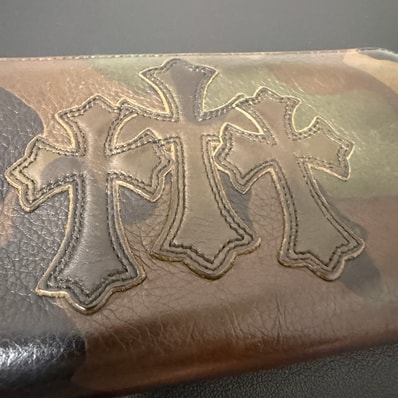 Chrome Hearts Camouflage 3 Cemetery Cross Leather Patch REC F ZIP Wallet "Camo"