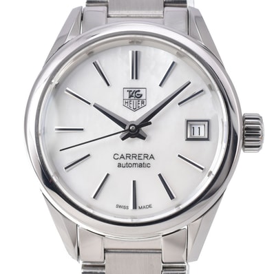タグホイヤー TAG HEUER WAR2411.BA0776 カレラ ホワイトシェル 自動巻き レディース 美品 箱・保証書付き 腕時計 R#149361