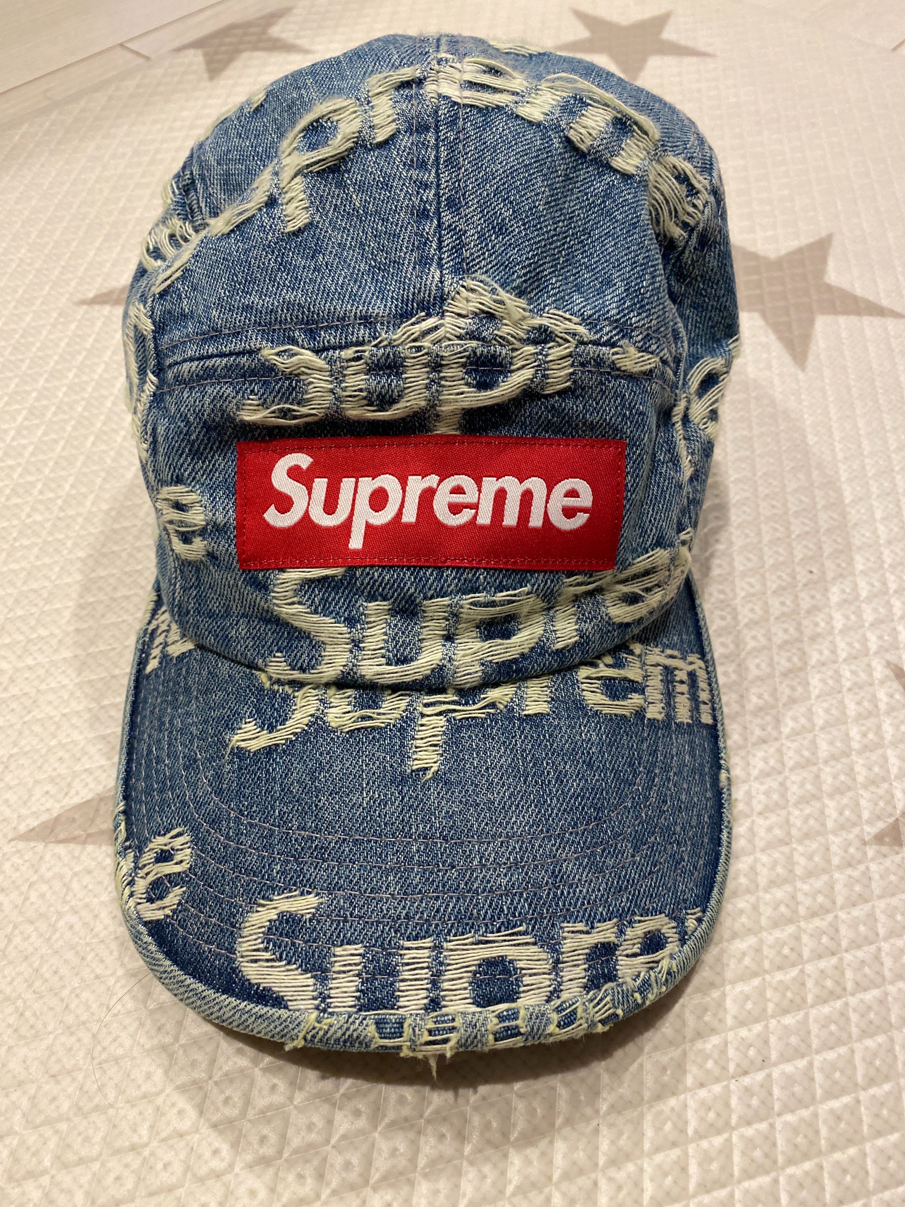 Supreme Frayed Logos Denim Camp Cap "Blue"