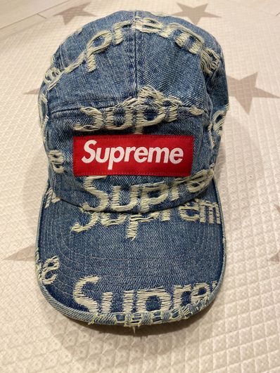 Supreme Frayed Logos Denim Camp Cap "Blue"
