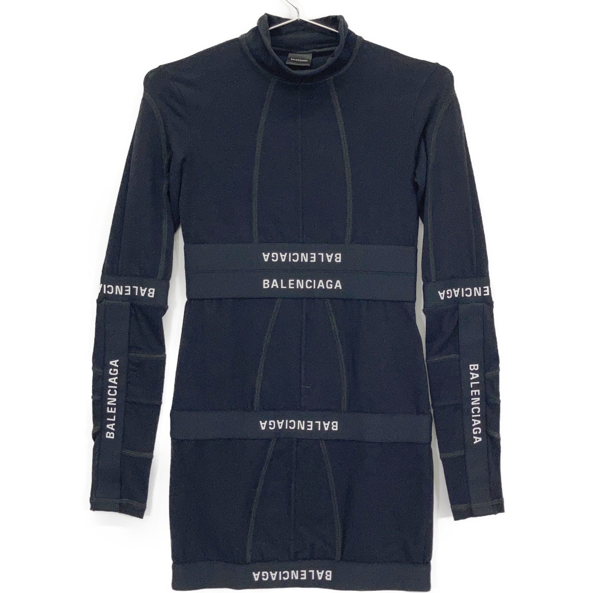 バレンシアガ 767077  Patched Brief Dress ブラック XS