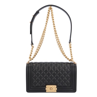 シャネル ボーイシャネル ショルダーバッグ キャビアスキン A67086 ブラック レディース CHANEL 中古