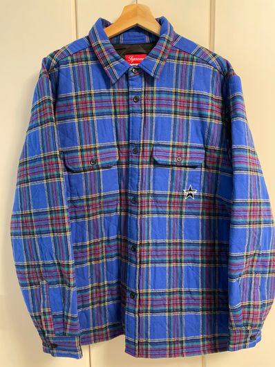 Supreme Quilted Plaid Flannel Shirt "Dusty Royal"