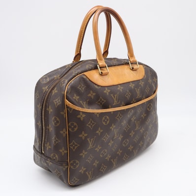 LOUIS VUITTON ルイ・ヴィトン モノグラム ドーヴィル M47270 ハンドバッグ ブラウン ベージュ コーティングキャンバス レザー レディース