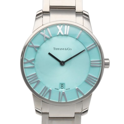 ティファニー アトラス 2ハンド 腕時計 時計 ステンレススチール 63452769 クオーツ メンズ 1年保証 TIFFANY&Co. 中古