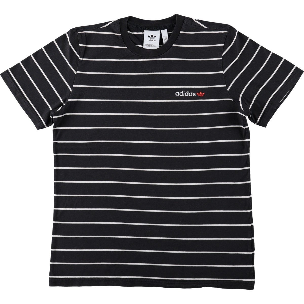 古着 アディダス adidas ボーダー柄 ロゴTシャツ メンズM相当/eaa672733
