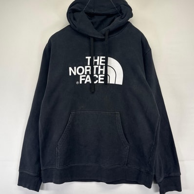 古着 ザ・ノースフェイス THE NORTH FACE パーカー プルオーバー ビッグロゴ プリント スウェット L ブラック系 プリント メンズ