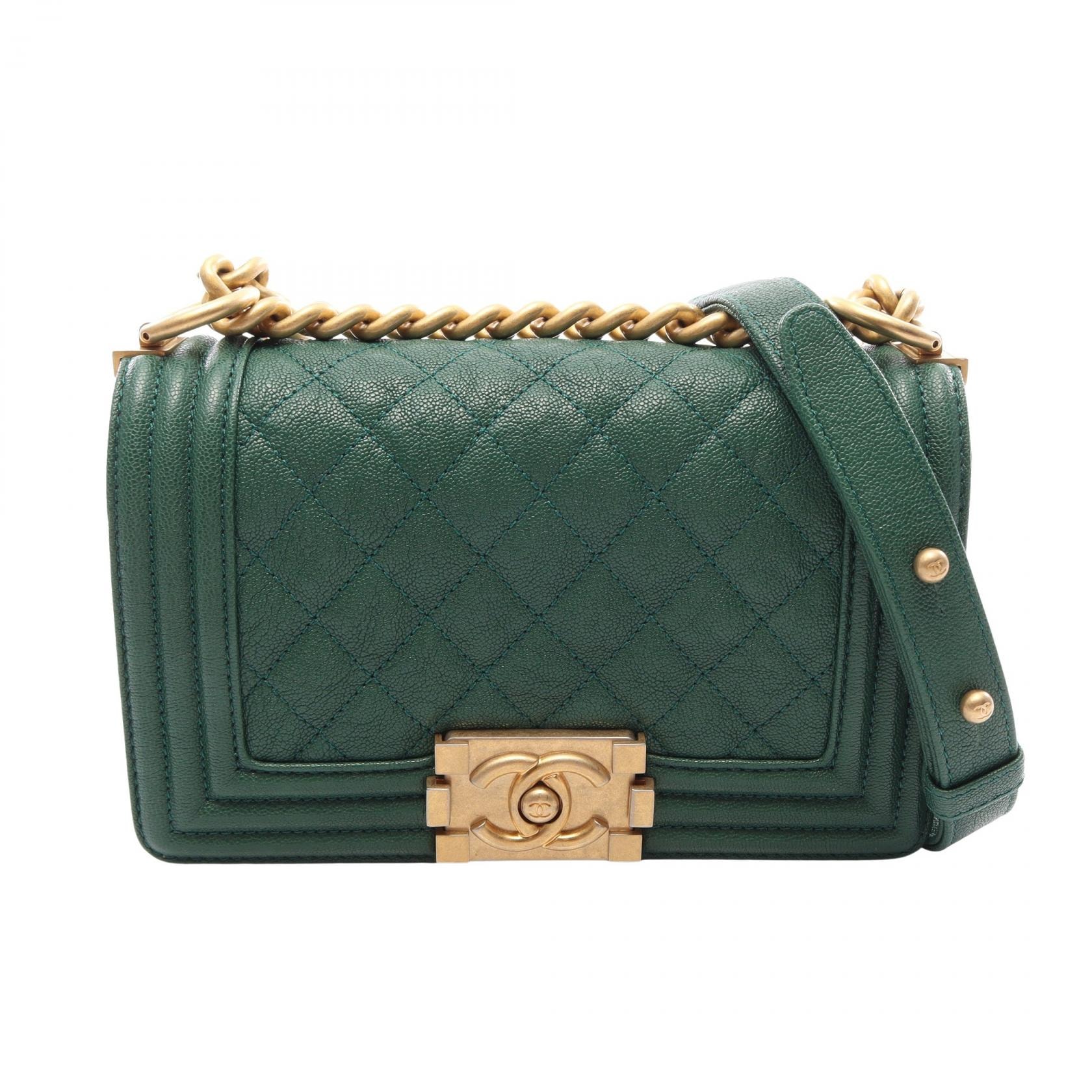 シャネル CHANEL ボーイシャネル スモール ショルダーバッグ バッグ キャビアスキン(グレインドカーフ) レディース グリーン系 A67085 【中古】