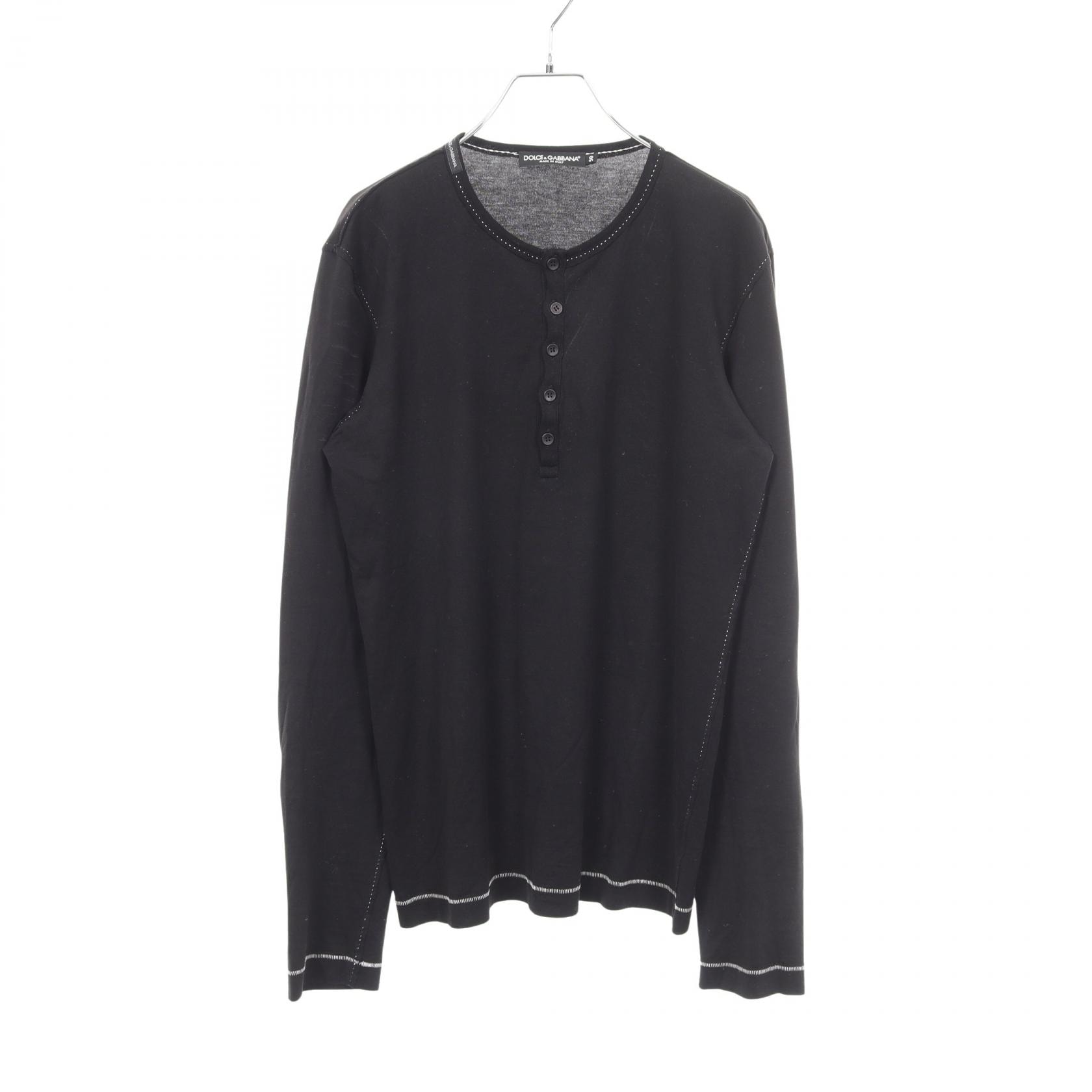ドルチェアンドガッバーナ DOLCE & GABBANA ヘンリーネック 長袖Tシャツ 衣料品 トップス コットン メンズ ブラック系 G8GO5T 【中古】