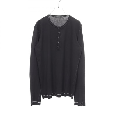 ドルチェアンドガッバーナ DOLCE & GABBANA ヘンリーネック 長袖Tシャツ 衣料品 トップス コットン メンズ ブラック系 G8GO5T 【中古】