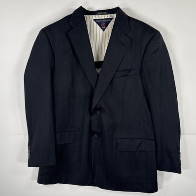 古着 トミーヒルフィガー TOMMY HILFIGER USA製 テーラードジャケット ブレザー スーツ 大きいサイズ 41R ブラック ストライプ メンズ
