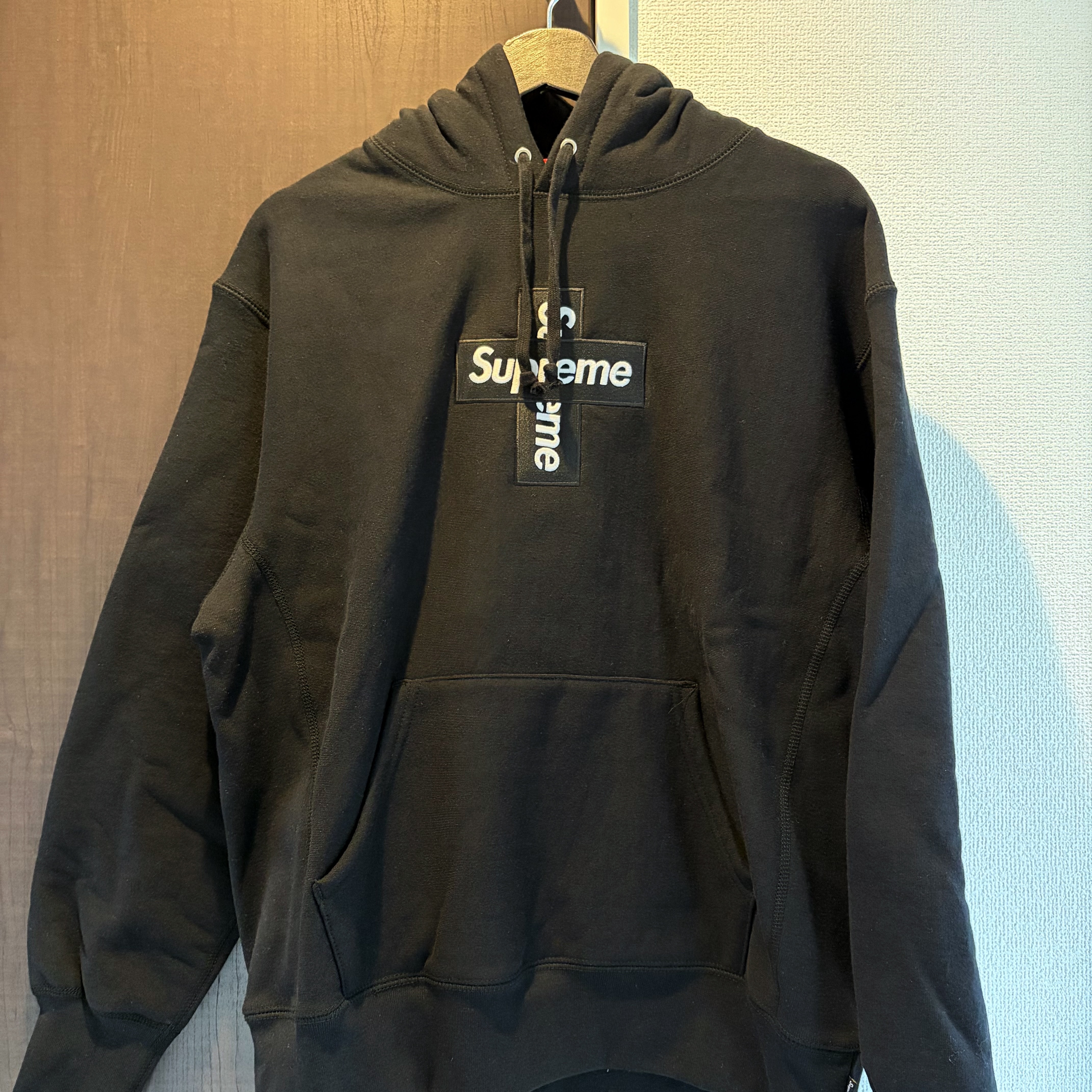 Supreme Cross Box Logo Hooded Sweatshirt "Black"