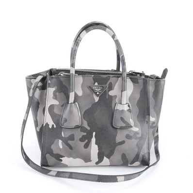 ■美品 プラダ サフィアーノトライアングルロゴ カモフラージュ 迷彩