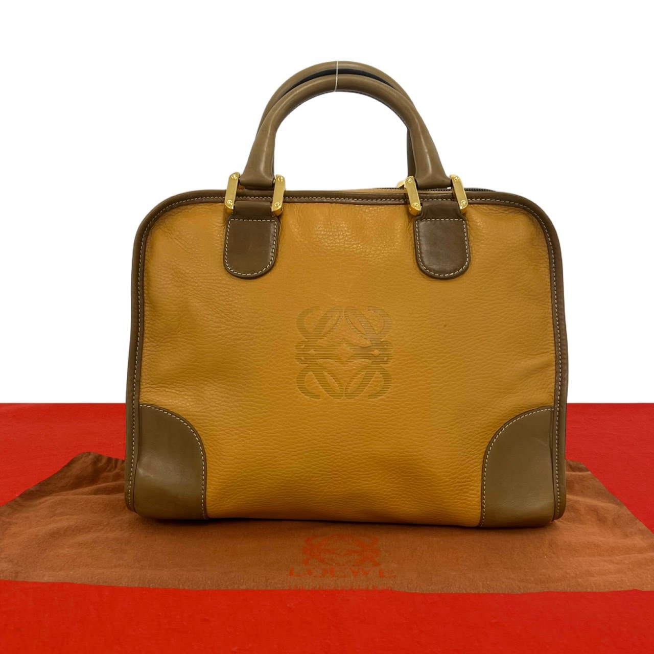 LOEWE ロエベ アナグラム ロゴ 刻印 レザー ハンドバッグ ブラウン
 11537
