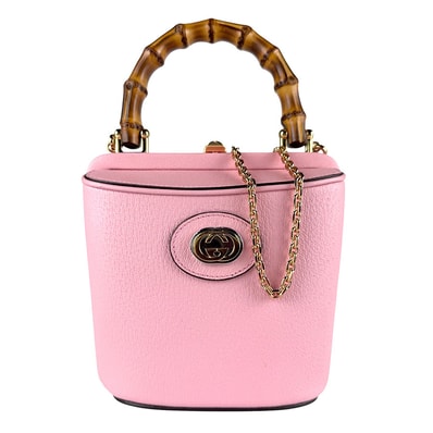 グッチ GUCCI ハンドバッグ ショルダーバッグ バンブー レザー ピンク レディース 616486【中古】 z9778