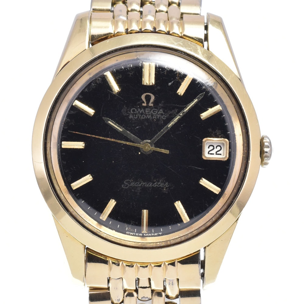 オメガ OMEGA Ref.166.010 シーマスター Cal.565 ミラーダイヤル ブラック 自動巻き メンズ 良品 腕時計 R#149395