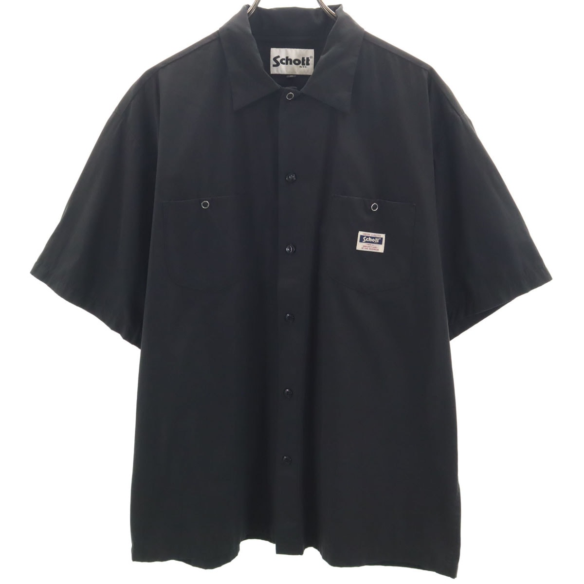 C (やや傷や汚れあり)】schott ショット 半袖 シャツ XL ブラック XLの
