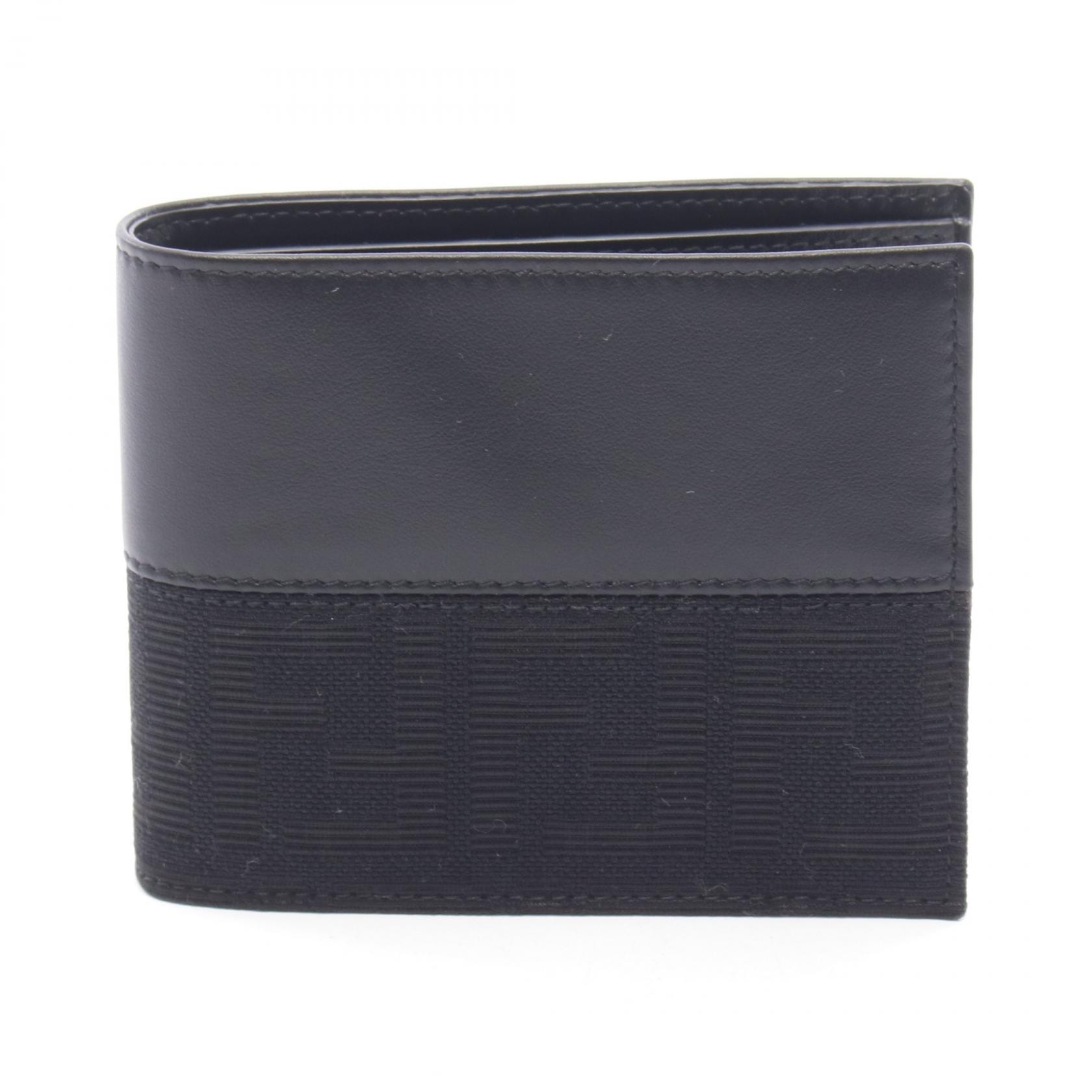 フェンディ FENDI ズッカ 二つ折り財布 財布 キャンバス レザー メンズ ブラック系 7M0001B139F0QA1 【新品】