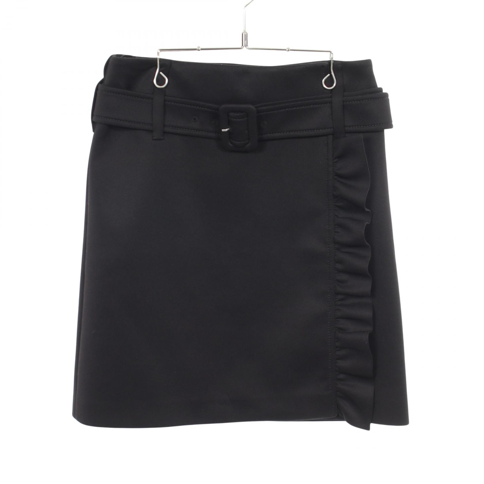 プラダ PRADA フリル スカート 衣料品 ボトムス ポリエステル レディース ブラック系 P1820H 【中古】