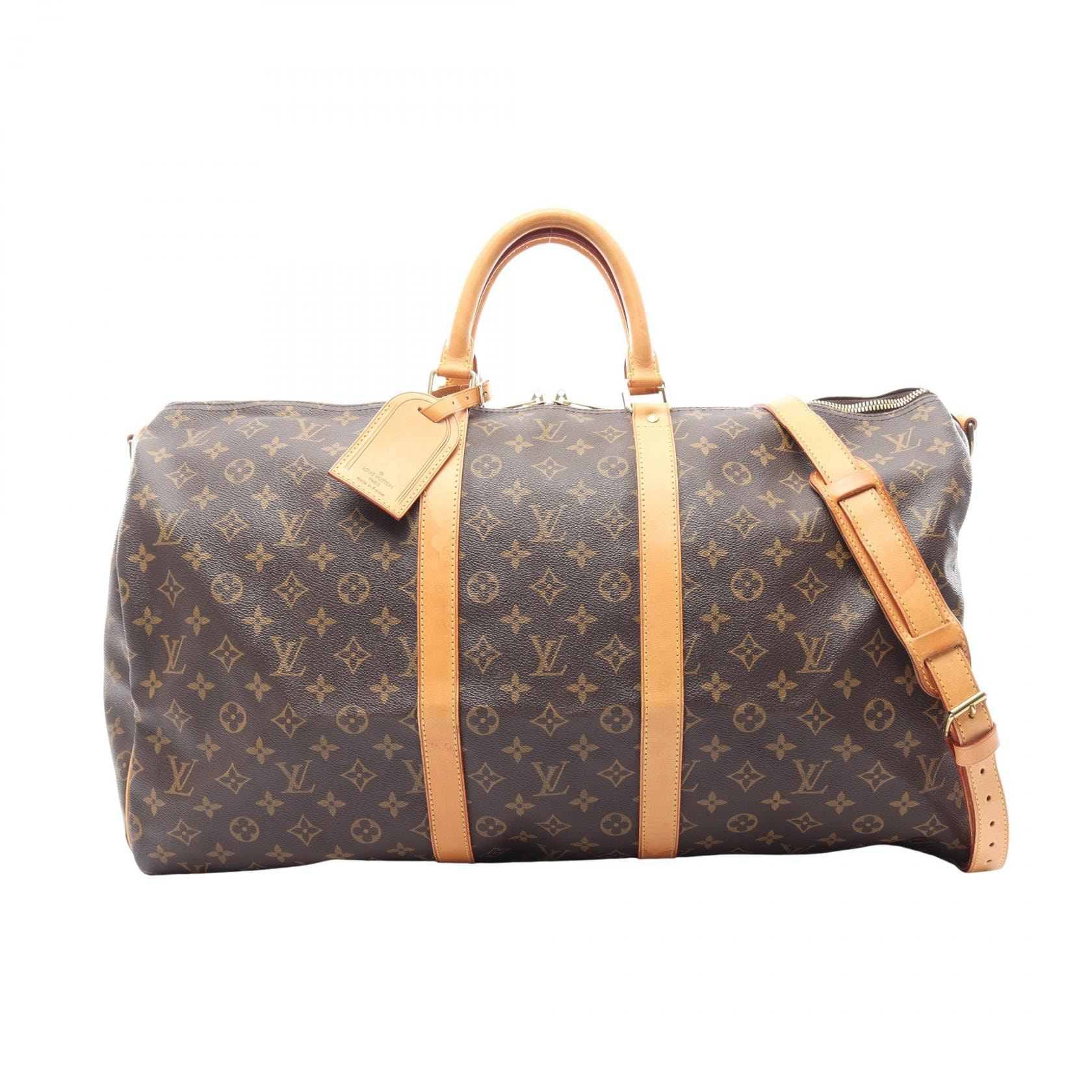 ルイ・ヴィトン LOUIS VUITTON キーポル バンドリエール55 2WAY ボストンバッグ バッグ PVCコーティングキャンバス レザー モノグラム メンズ レディース ブラウン系 M41414 【中古】