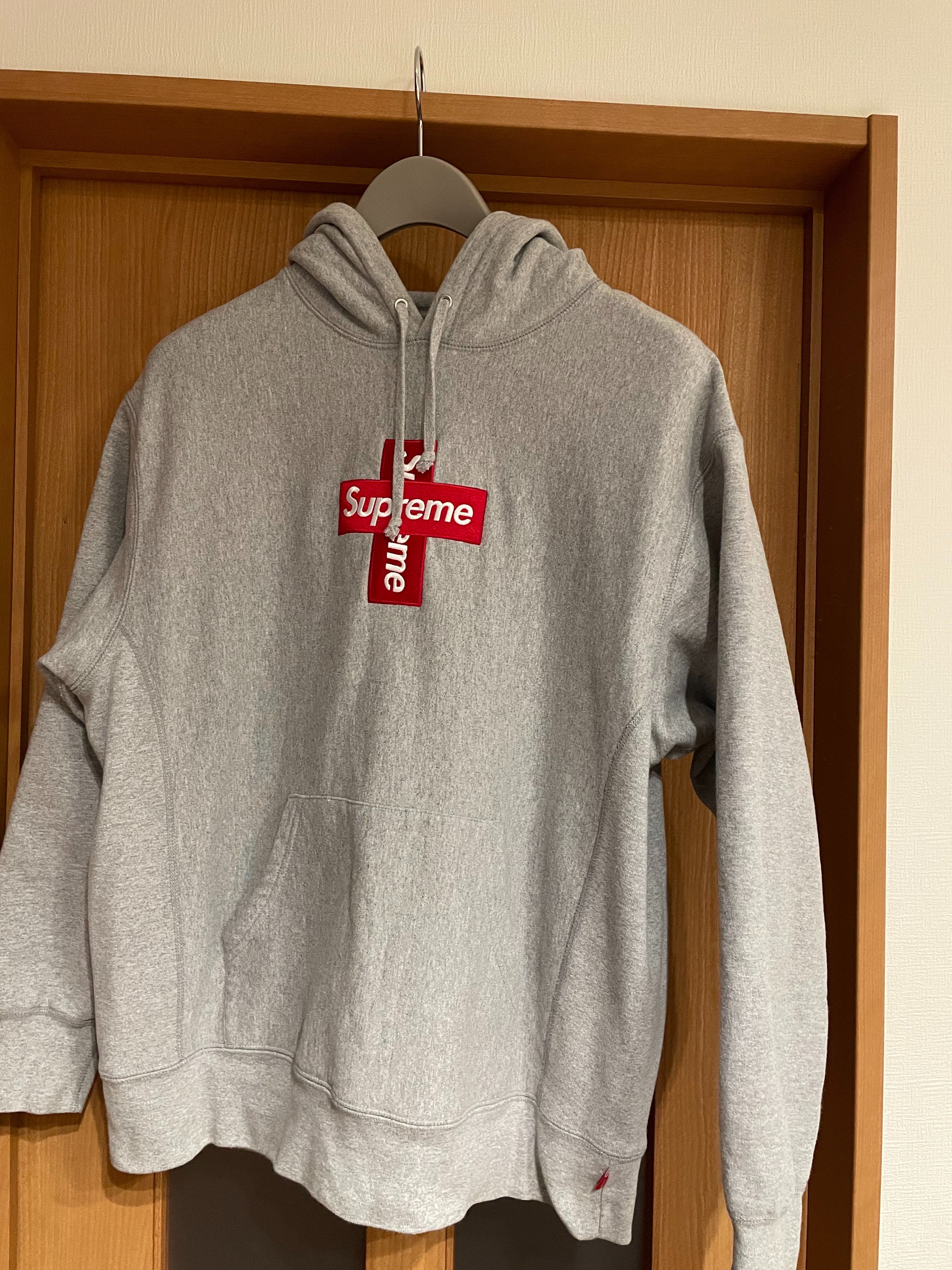 Supreme Cross Box Logo Hooded Sweatshirt "Grey"