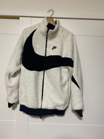 Nike Big Swoosh Reversible Boa Jacket "Sail/Dark Obsidian"