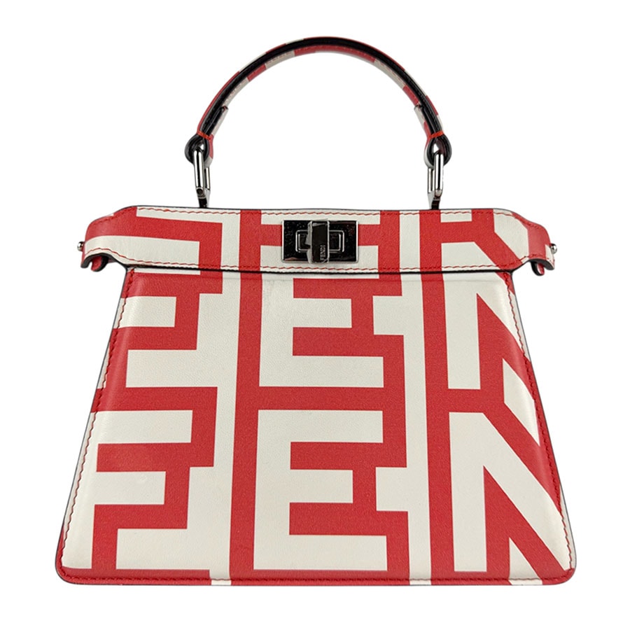 フェンディ FENDI ハンドバッグ ショルダーバッグ ×MARC JACOBS ピーカブー I See U プチ レザー レッド×ホワイト レディース 8BN335-ANWR【中古】 z7748