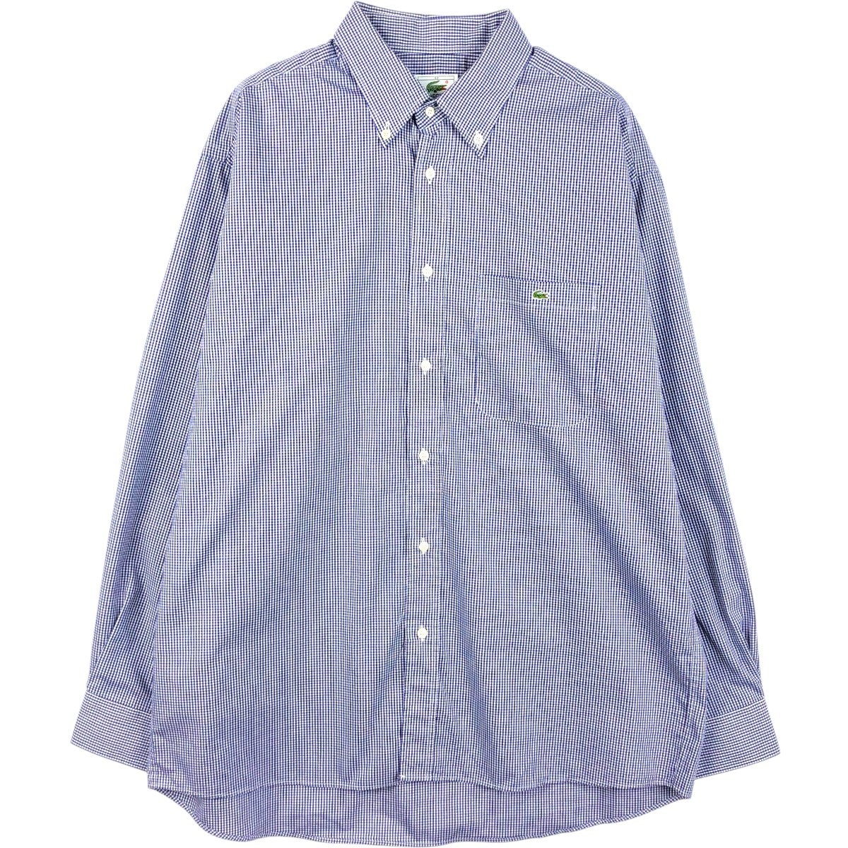 古着 ラコステ LACOSTE ギンガムチェック 長袖 ボタンダウンチェックシャツ メンズL相当/eaa666452