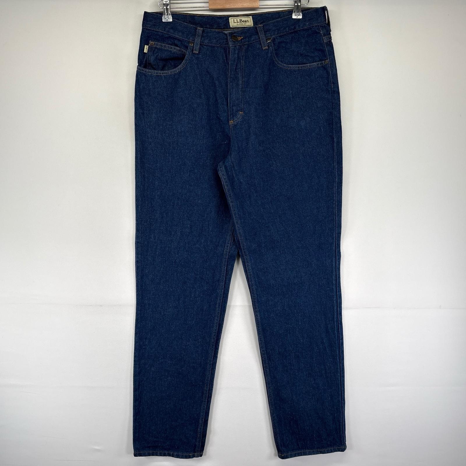 古着 エルエルビーン L.L.Bean デニム パンツ インディゴ ストレート 5ポケット ジーンズ ジーパン w36 L34  ブラック系 メンズ