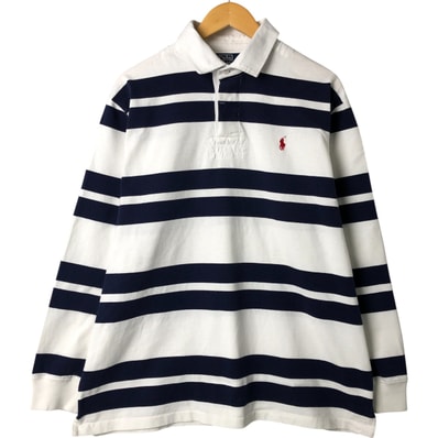 古着 ラルフローレン Ralph Lauren POLO by Ralph Lauren ボーダー柄 長袖 ラガーシャツ メンズXL相当/eaa547901