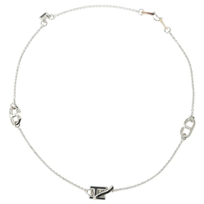 HERMES エルメス ネックレス アルファベット 黒 (ブラック) ラッカー/スイフト/バッファローホーン シルバー金具 新品