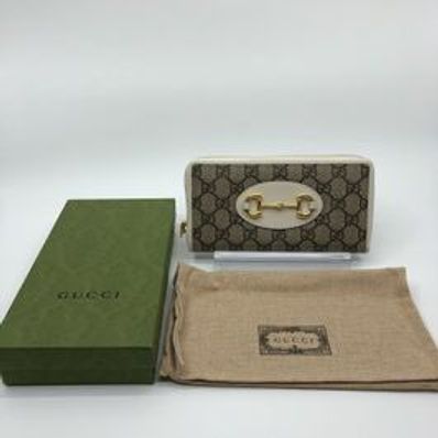 GUCCI Horsebit 1955 Zip Around Wallet "GG Supreme Canvas/White"