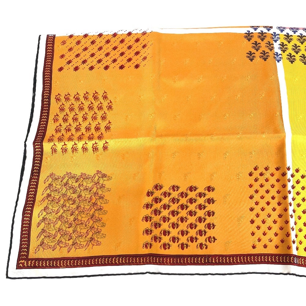エルメス HERMES カレ90 カレ 90 ブロックの4重編み Quadrige galon quadri au bloc スカーフ シルク オレンジ 美品