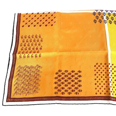 エルメス HERMES カレ90 カレ 90 ブロックの4重編み Quadrige galon quadri au bloc スカーフ シルク オレンジ 美品