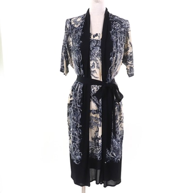 美品 エルメス
ワンピース FANTAISIE PITTORESQUE ピトレスクな夢 ネイビー ブルー ベージュ系 レディース 34