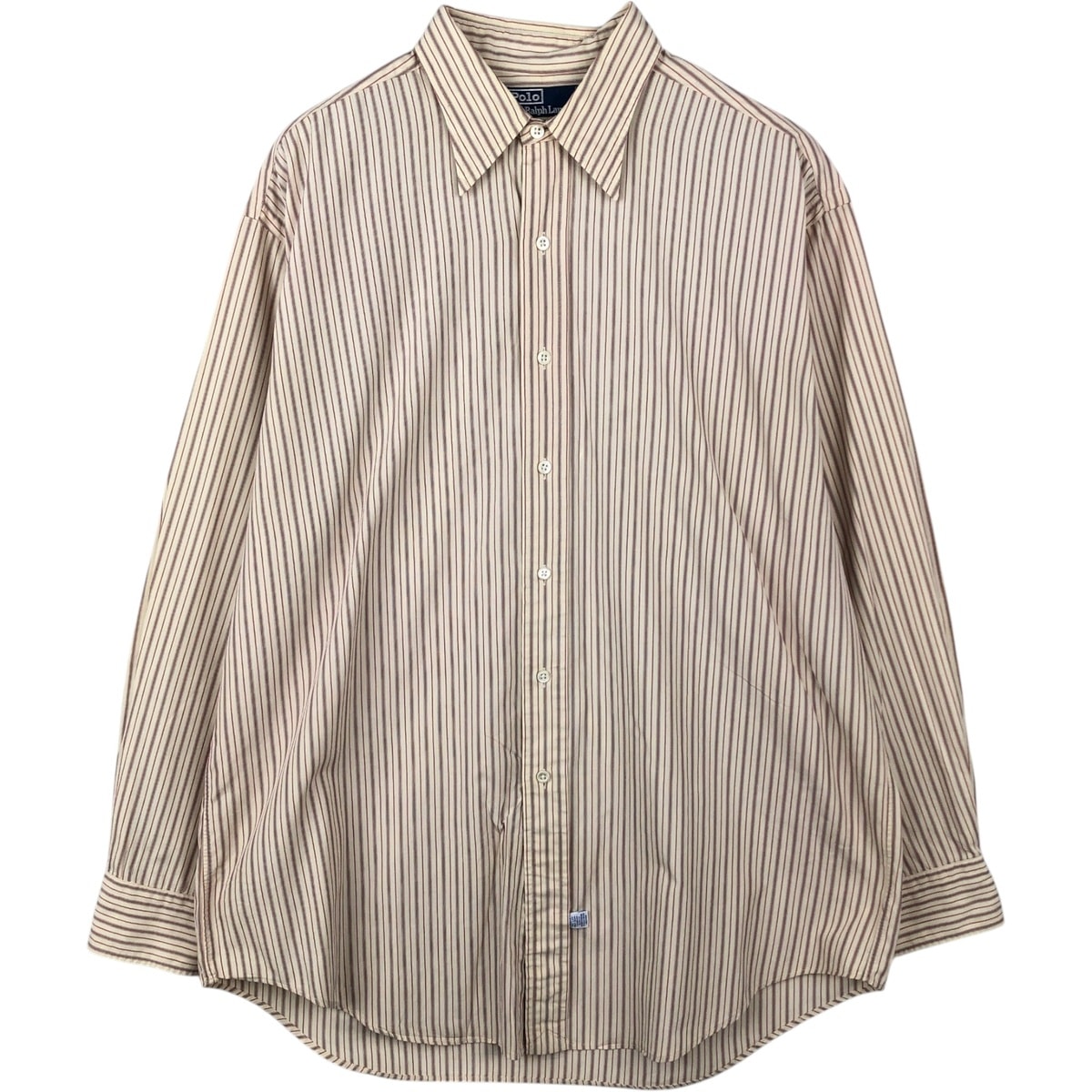 古着 ラルフローレン Ralph Lauren CUSTOM FIT 長袖 コットンストライプシャツ メンズL相当/eaa649922