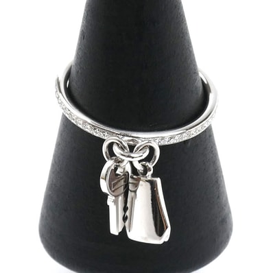 HERMES エルメス K18WG ホワイトゴールド ケリー クロシェット PM リング・指輪 H221616B 00052 ダイヤモンド 12号 52 3.3g レディース【中古】【美品】