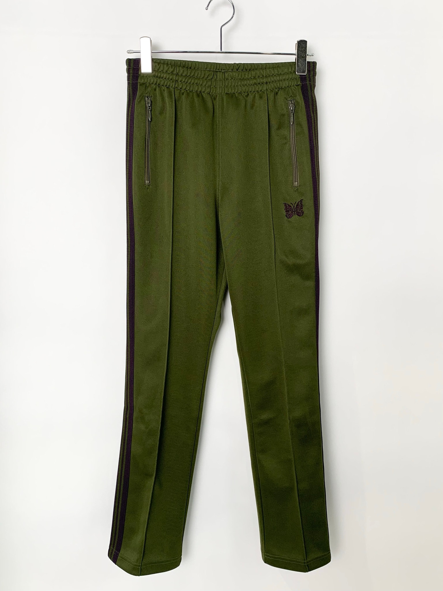 NEEDLES Narrow Track Pant - Poly Smooth "Olive"