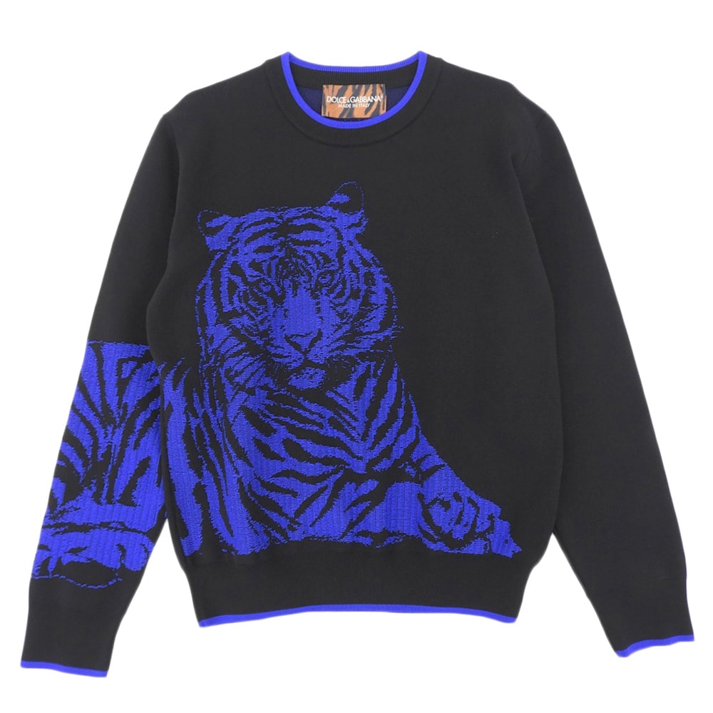 ドルチェアンドガッバーナ 美品 ナイロン×ヴァージンウール タイガーモチーフ ロングスリーブニット M IB79KM JDML3 M