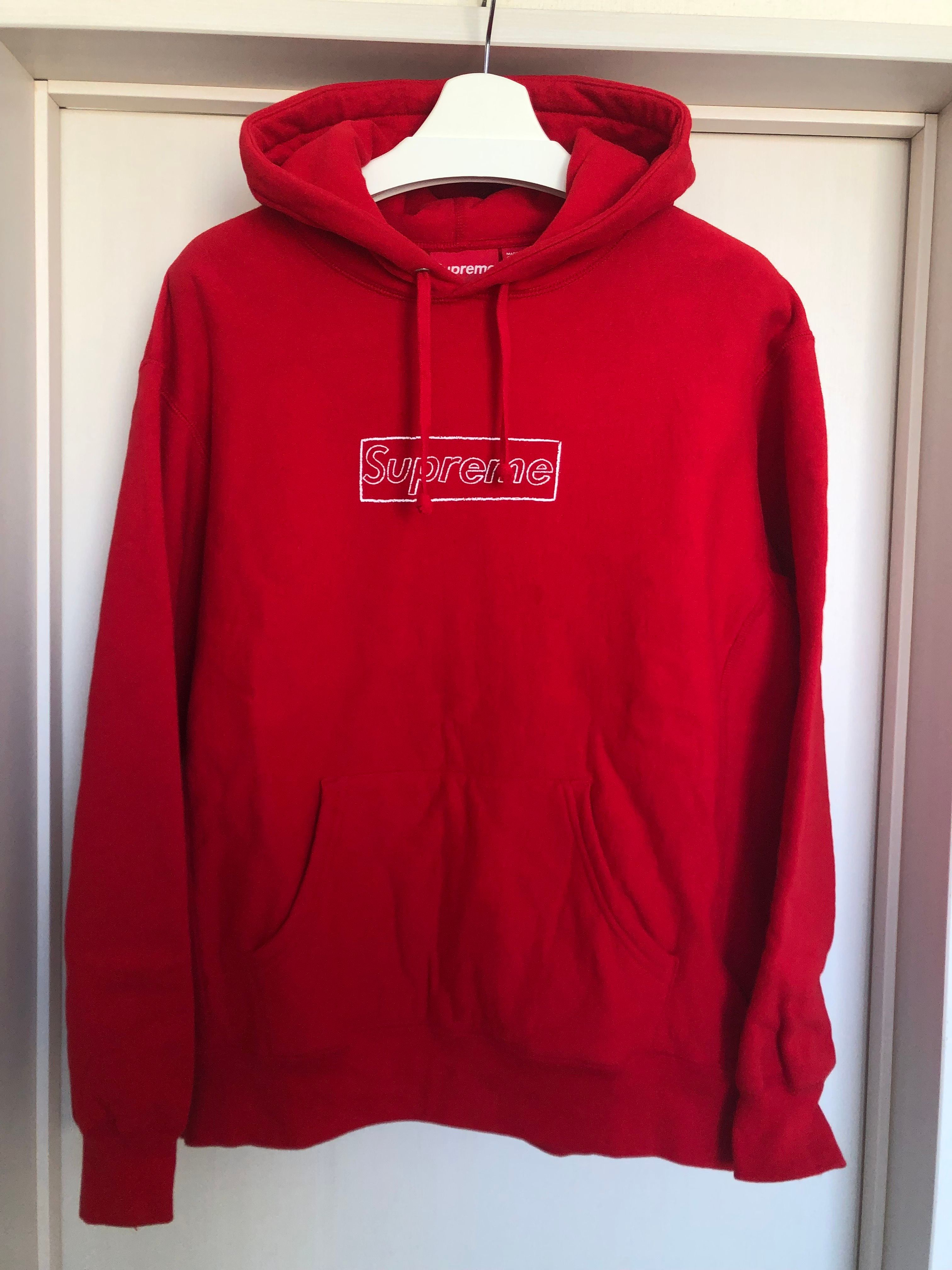 Supreme KAWS Chalk Logo Hooded Sweatshirt "Red"(2021)