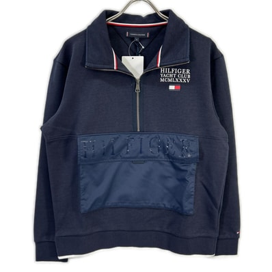 トミーヒルフィガー ネイビー TH Flex ロングスリーブ ハーフジップスウェット M