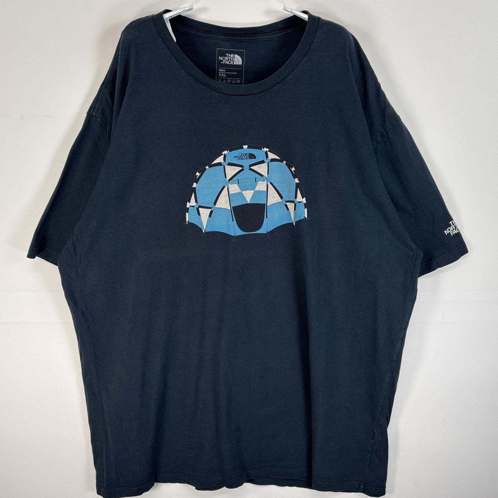 古着 ザ・ノースフェイス THE NORTH FACE 半袖Tシャツ 染み込みプリント ワンポイント ロゴ 大きいサイズ 14041 ネイビー メンズ