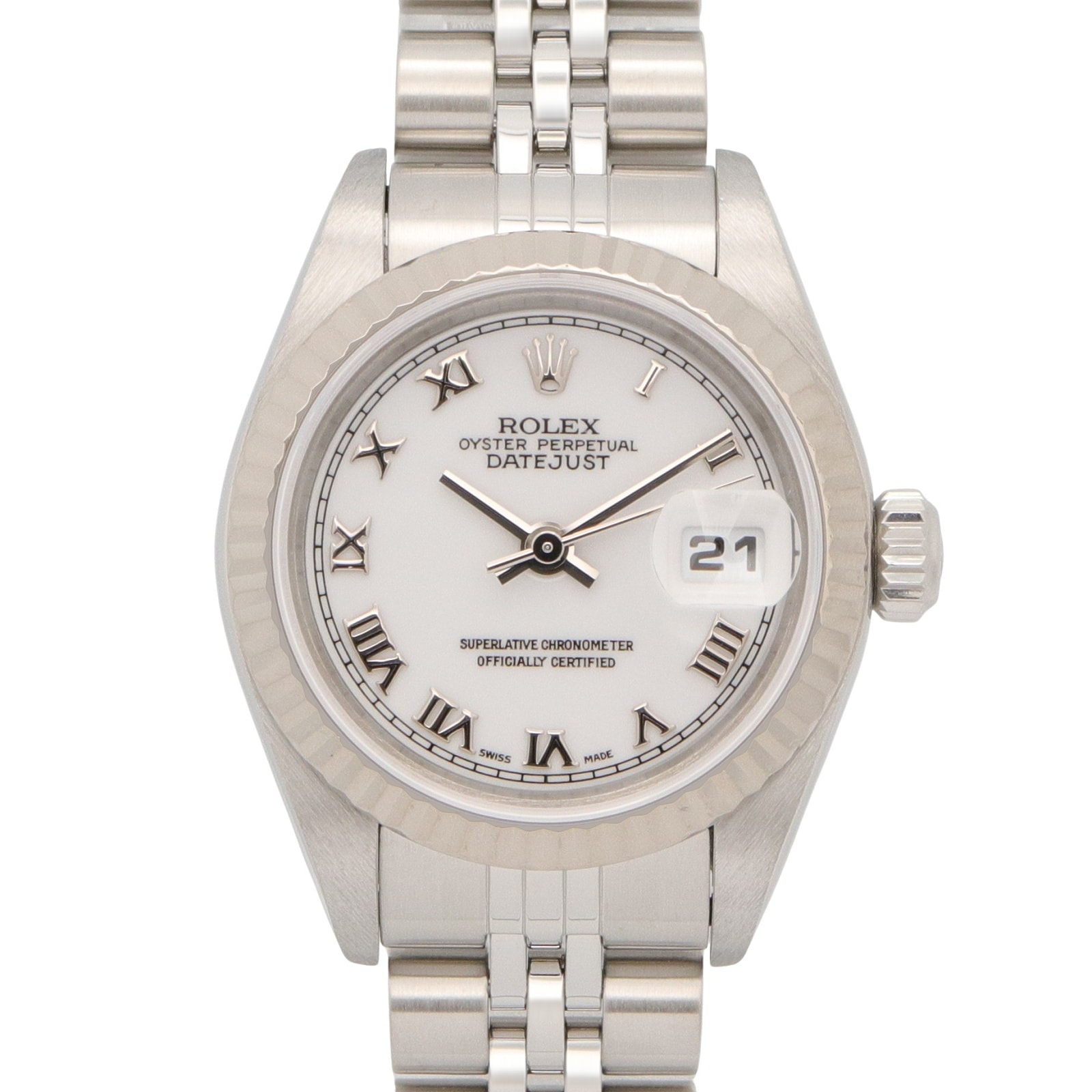 ロレックス ROLEX デイトジャスト Y番 腕時計 時計 K18WG(ホワイトゴールド) ステンレススチール レディース ホワイト系 ローマ数字 79174 【中古】