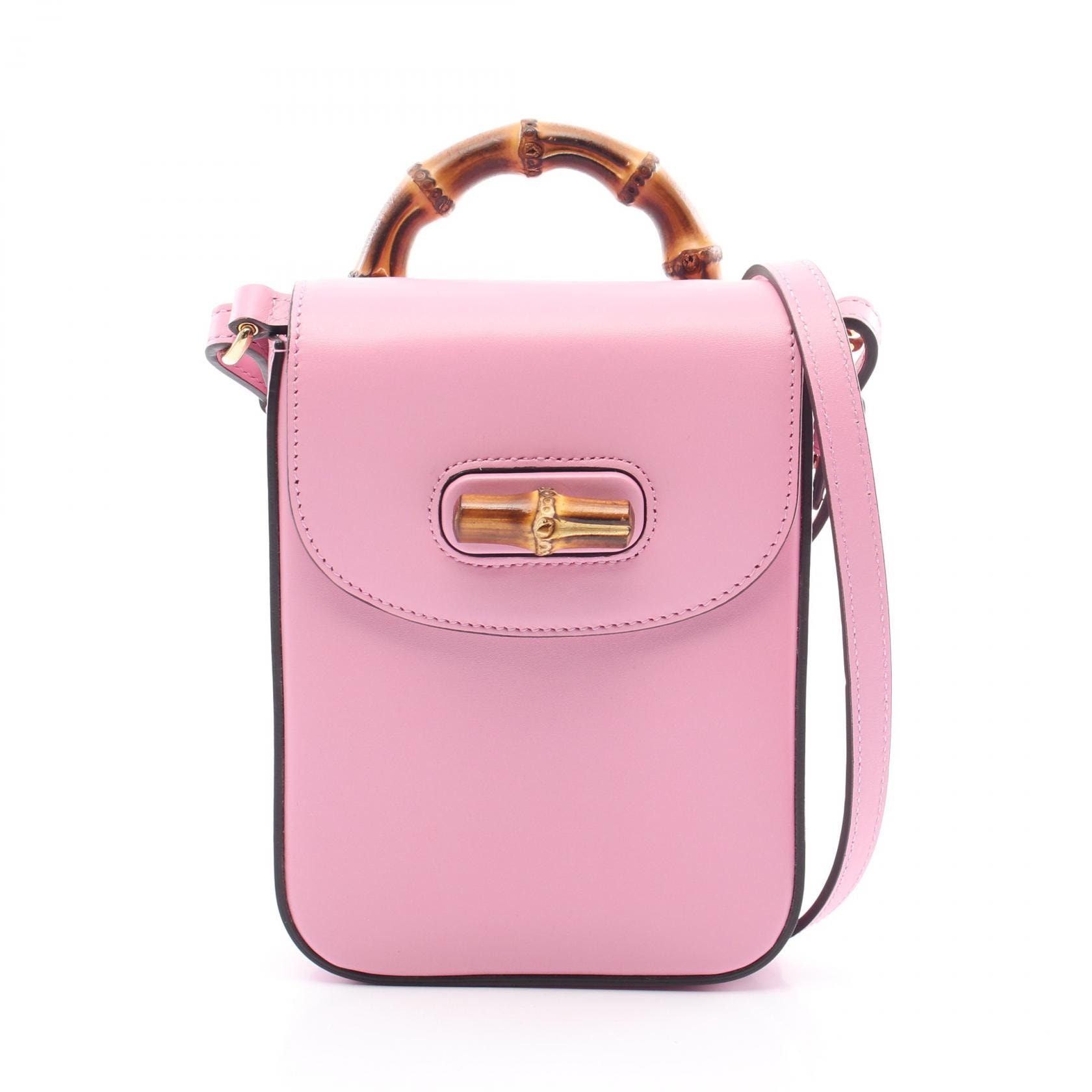 グッチ GUCCI バンブー ハンドバッグ バッグ レザー レディース ピンク系 702106 【中古】