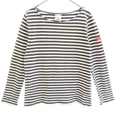 X-girl エックスガール ボーダー柄 長袖 ボートネック Tシャツ 1 ホワイト×ネイビー ロンT