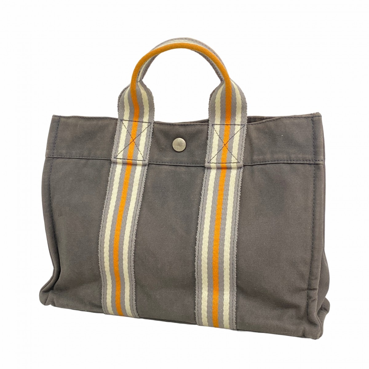 【6dc2677】エルメス ハンドバッグ フールトゥPM キャンバス グレー シルバー金具【中古】メンズ レディース ユニセックス