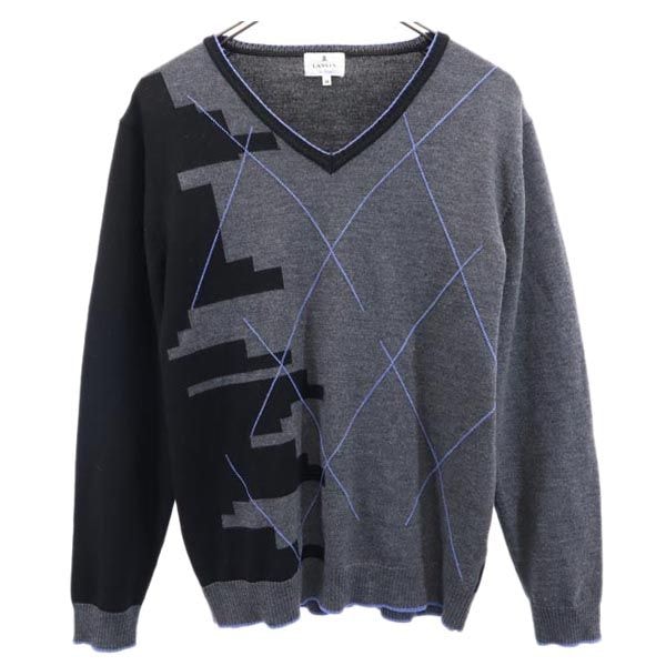 LANVIN en Bleu ランバンオンブルー 長袖 Vネック セーター 48 グレー ニット